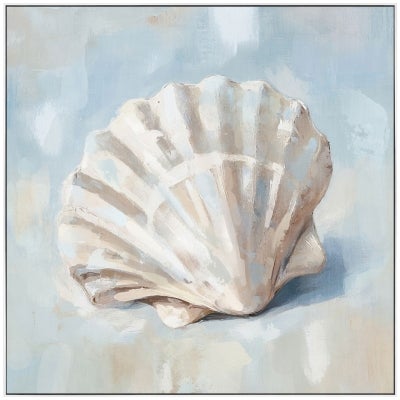 "Ocean Delight" Framed Canvas Wall Art Paining, Scallop Shell, 73cm