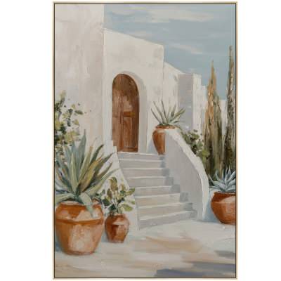 "Mediterranean Courtyard" Framed Canvas Wall Art Paining, Type B, 93cm