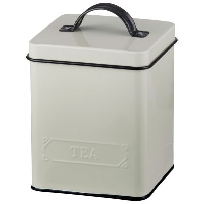 Pantry Embossed Carbon Steel Tea Canister, Cream
