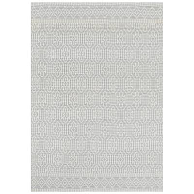 Copacabana Geometric Hand Loomed Wool Rug, 230x160cm, Light Grey