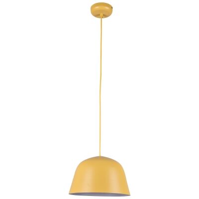 Pastel Iron Pendant Light, Angled Dome, Matt Yellow