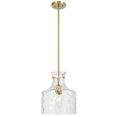 Perron Glass & Iron Pendant Light, Small, Antique Gold / Clear