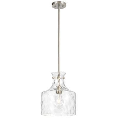 Perron Glass & Iron Pendant Light, Small, Nickel / Clear