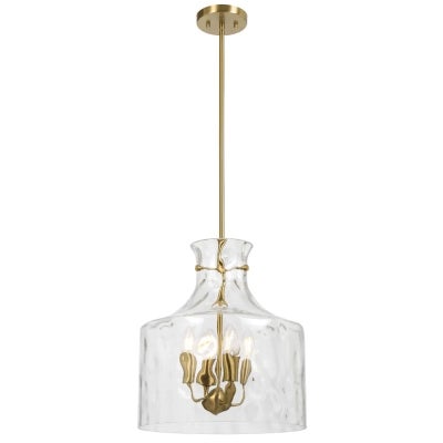 Perron Glass & Iron Pendant Light, Large, Antique Gold / Clear