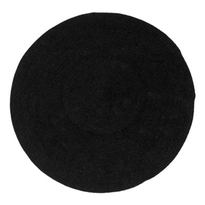 Hazel Handcrafted Indoor / Outdoor Round Rug, 120cm, Black