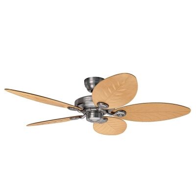 Hunter Outdoor Elements II Raw Aluminium Outdoor Ceiling Fan with Nature Palm / Natural Wicker Switch Blades