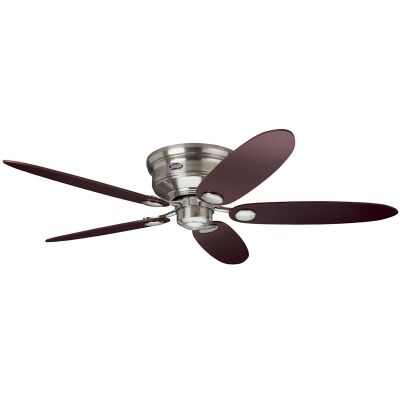Hunter Low Profile III Brushed Nickel Ceiling Fan with Chocolate / Maple Blades