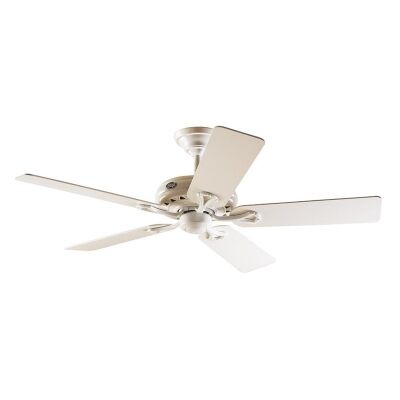 Hunter Savoy Commercial Grade White Ceiling Fan with White / Light Oak Switch Blades