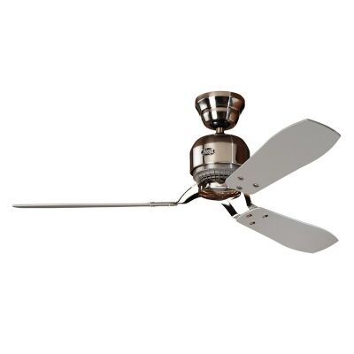 Hunter Industrie II Brushed Chrome Ceiling Fan with Grey / Teak Switch Blades