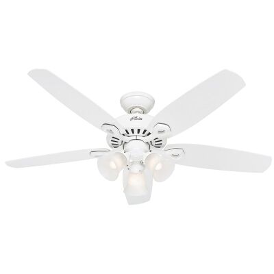 Hunter Builder Plus Ceiling Fan with White Blades and Lights
