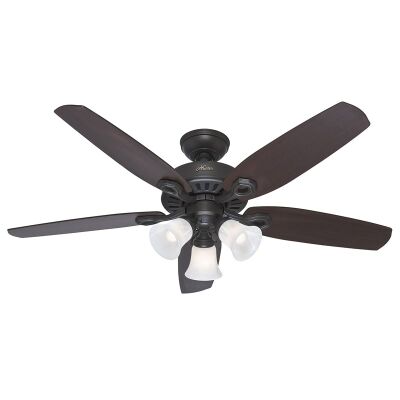Hunter Builder Plus New Bronze Ceiling Fan with Brazilian Cherry / Yellow Walnut Switch Blades and Lights