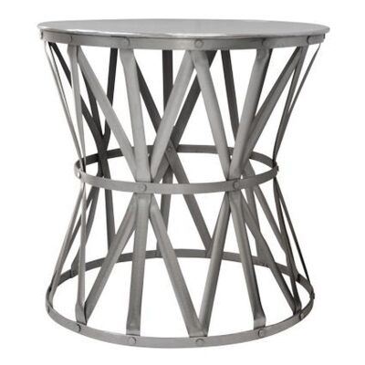 Bastide Iron Drum Table, Large, Nickel