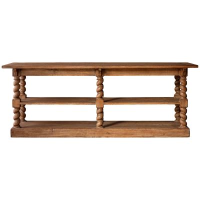 Serene Rustic Pine Timber Library Table, 213cm