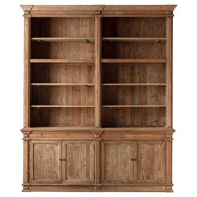 Aura Rustic Pine Timber 2-Bay Library Bookcase