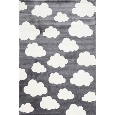 Piccolo Clouds Turkish Made Kids Rug, 120x170cm, Charcoal