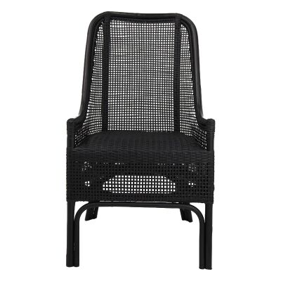 Achille Rattan Side Chair, Black