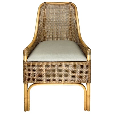Achille Rattan Side Chair with Pad, Natural