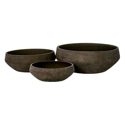 Landis Fiber Stone 3 Piece Planter Bowl Set, Earth Brown