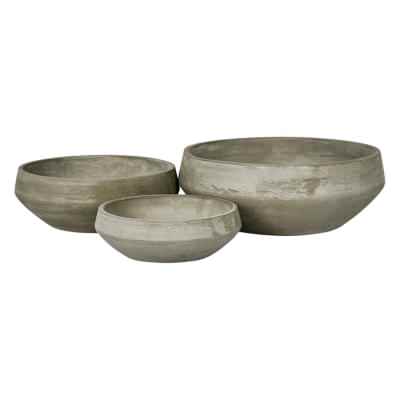 Landis Fiber Stone 3 Piece Planter Bowl Set, Grey