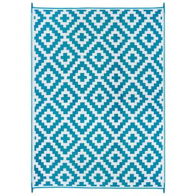 Aztec Reversible Outdoor Square Rug, 270x270cm, Teal