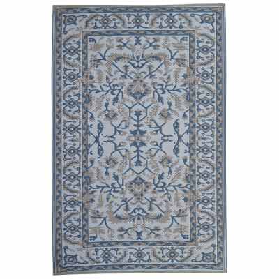 Nain Recycled Plastic Reversible Outdoor Rug, 120x179cm, White / Blue