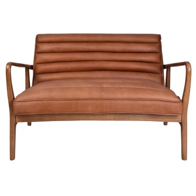 Selstar Leather & Timber Sofa, 2 Seater, Distressed Toffee