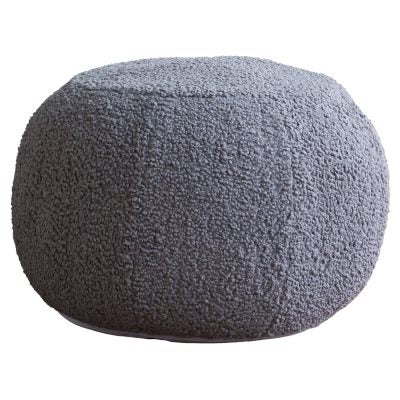 I AM FAKE Boucle Fabric Round Pouffe, Small, Grey