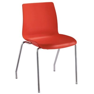 Pod Stackable Client Chair, 4 Leg, Red
