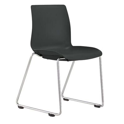 Pod Stackable Client Chair, Sled Leg, Black