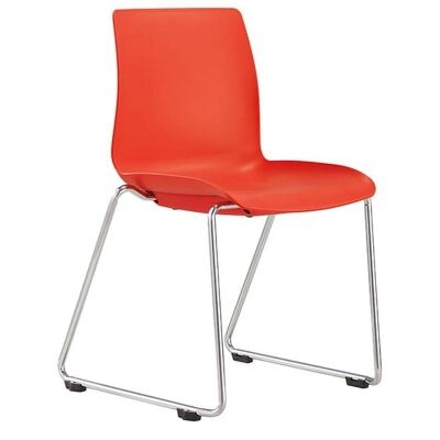 Pod Stackable Client Chair, Sled Leg, Red