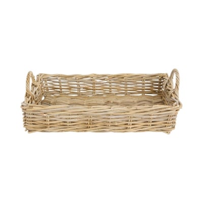 Luna Rattan Rectangular Tray, Large, Bleached Natural