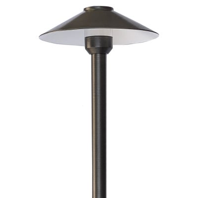 Boyle IP65 Brass LED Garden Spike Light, 12V, 3.5W, 2700K, Large Shade / Extra Long Post, Weathered Bronze