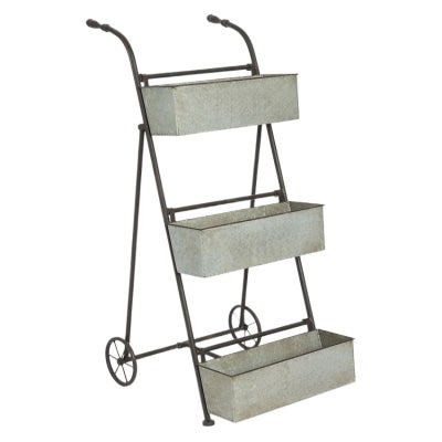 Remy Iron Hand Trolley 3-Tier Display Shelf / Garden Planter