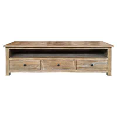 Fauchey Elm Timber 3 Drawer TV Unit, 190cm, Natural