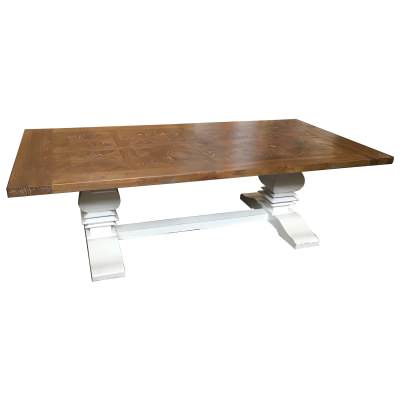 Fauchey Elm Timber Pedestal Coffee Table, 140cm, Natural / Distressed White