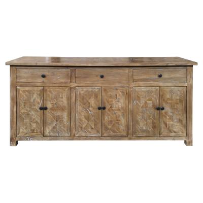 Fauchey Elm Timber 6 Door 3 Drawer Buffet Table, 200cm, Natural