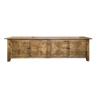 Auberge Parquetry Reclaimed Elm Timber 4 Door TV Unit, 200cm