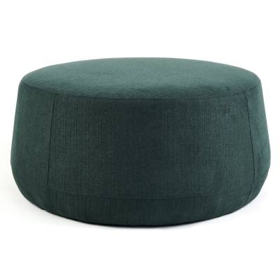 Pippa Fabric Round Ottoman, Large, Forest Green