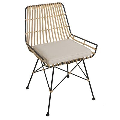 Georgia Rattan & Steel Dining Chair with Fabric Cushion