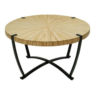 Norbiton Mango Wood & Iron Round Coffee Table, 80cm