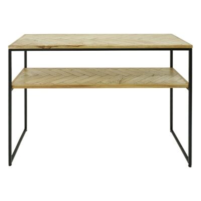 Shreding Parquet Mango Wood & Iron Console Table, 100cm