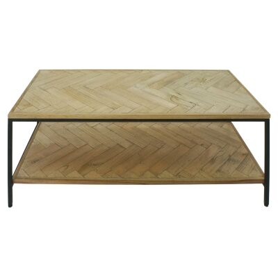 Shreding Parquet Mango Wood & Iron Coffee Table, 100cm