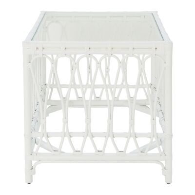 Albion Rattan Side Table, White