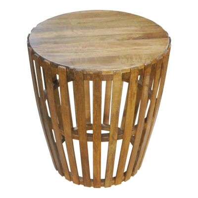 Hougham Mango Wood Round Side Table, Rustic Natural