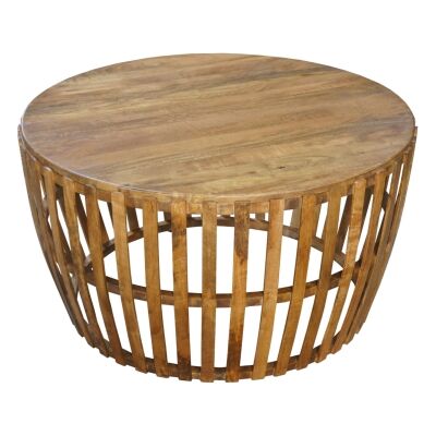 Hougham Mango Wood Round Coffee Table, 80cm, Rustic Natural