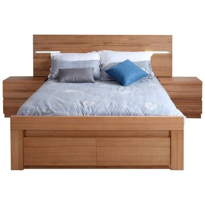 Kinghorne Messmate Timber Bed with Nightlight, Queen