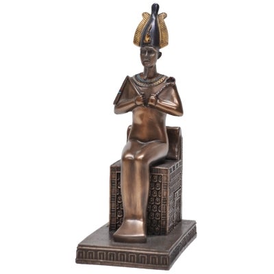 Veronese Cold Cast Bronze Coated Egyptian Mythology Figurine, Sitting Osiris