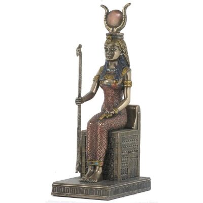 Veronese Cold Cast Bronze Coated Egyptian Mythology Figurine, Sitting Isis