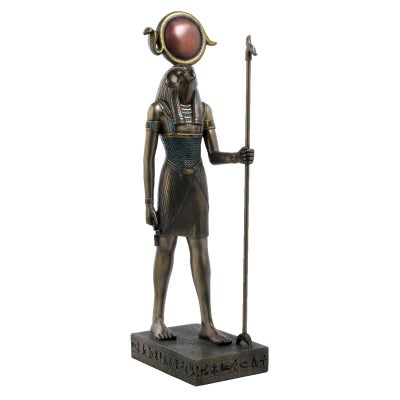 Veronese Cold Cast Bronze Coated Egyptian Mythology Figurine, Ra Horakhty, Large