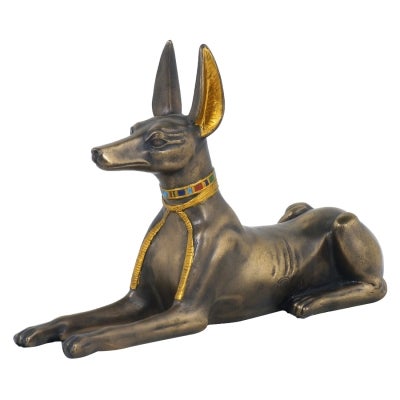 Veronese Cold Cast Bronze Coated Egyptian Mythology Figurine, Lying Anubis